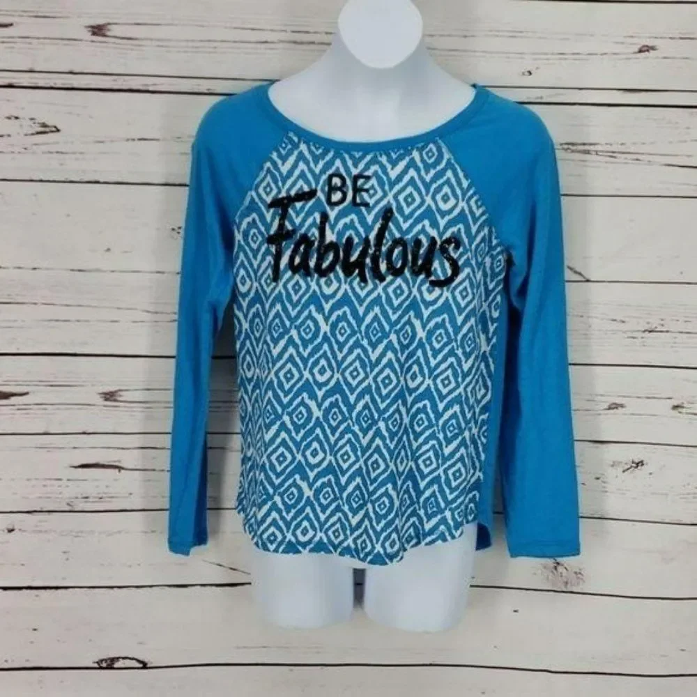 Justice Be Fabulous blue‎ long sleeve sz 12 shirt